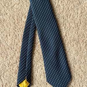 Delio Mens Tie One Size Blue White Polka Dot Short Length Wide Career VINTAGE